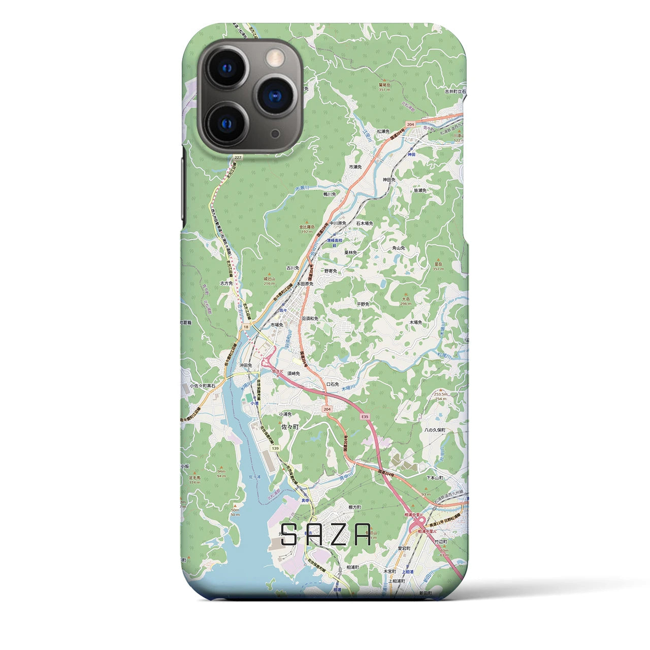 【佐々(長崎県)】地図柄iPhoneケース(バックカバータイプ)