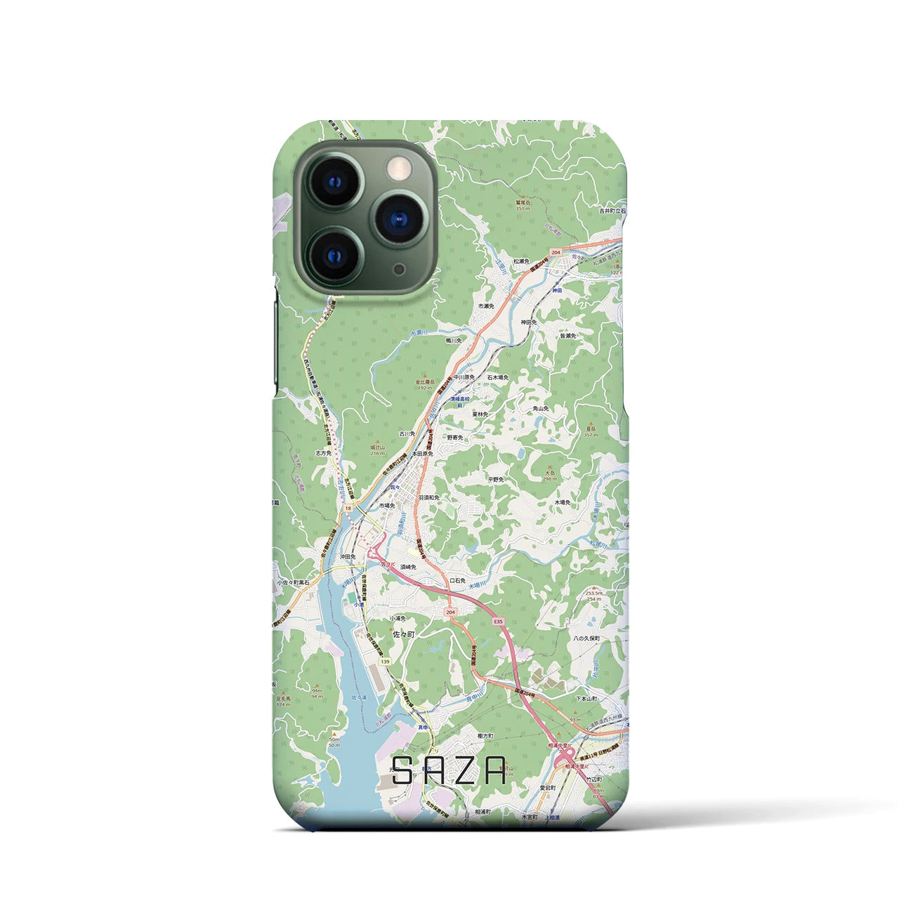 【佐々(長崎県)】地図柄iPhoneケース(バックカバータイプ)
