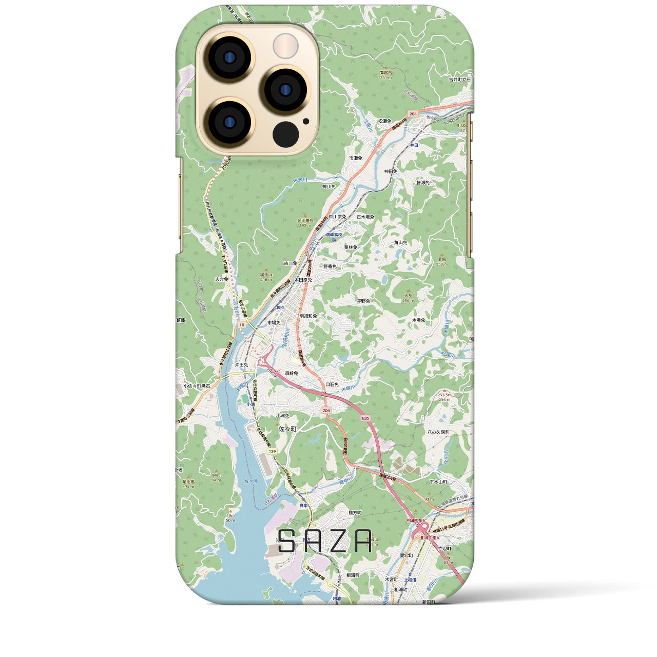 【佐々(長崎県)】地図柄iPhoneケース(バックカバータイプ)