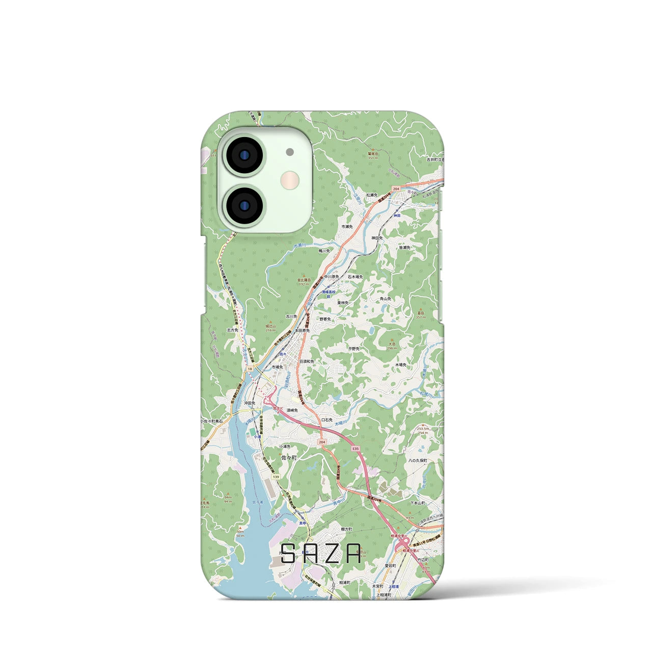 【佐々(長崎県)】地図柄iPhoneケース(バックカバータイプ)