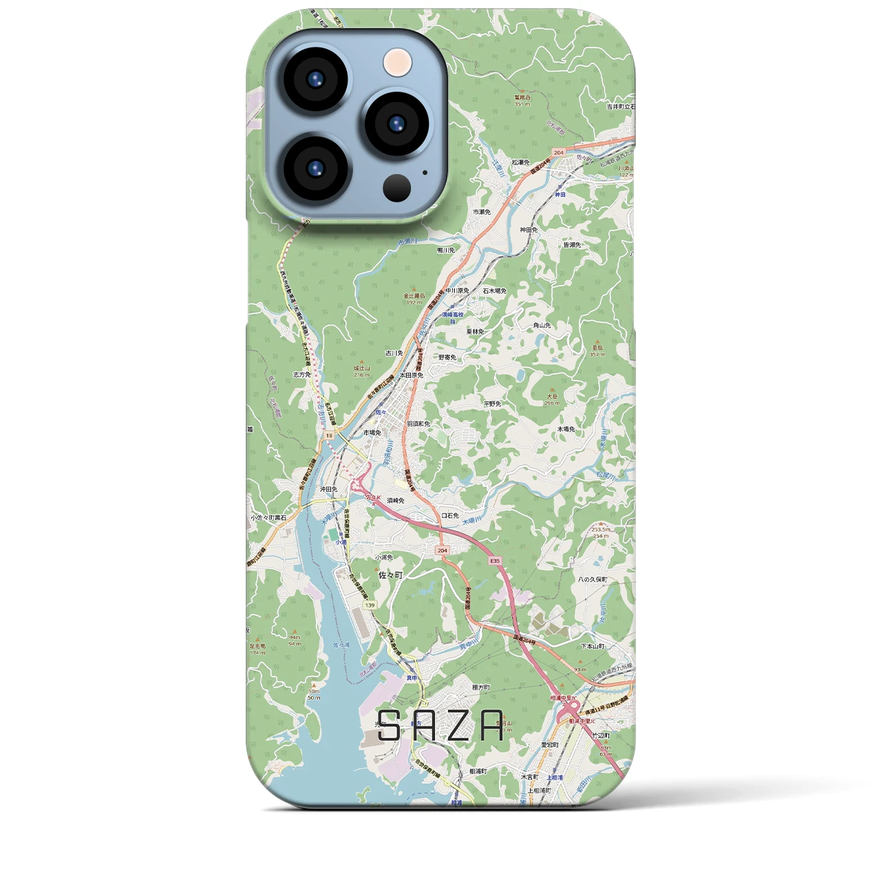【佐々(長崎県)】地図柄iPhoneケース(バックカバータイプ)