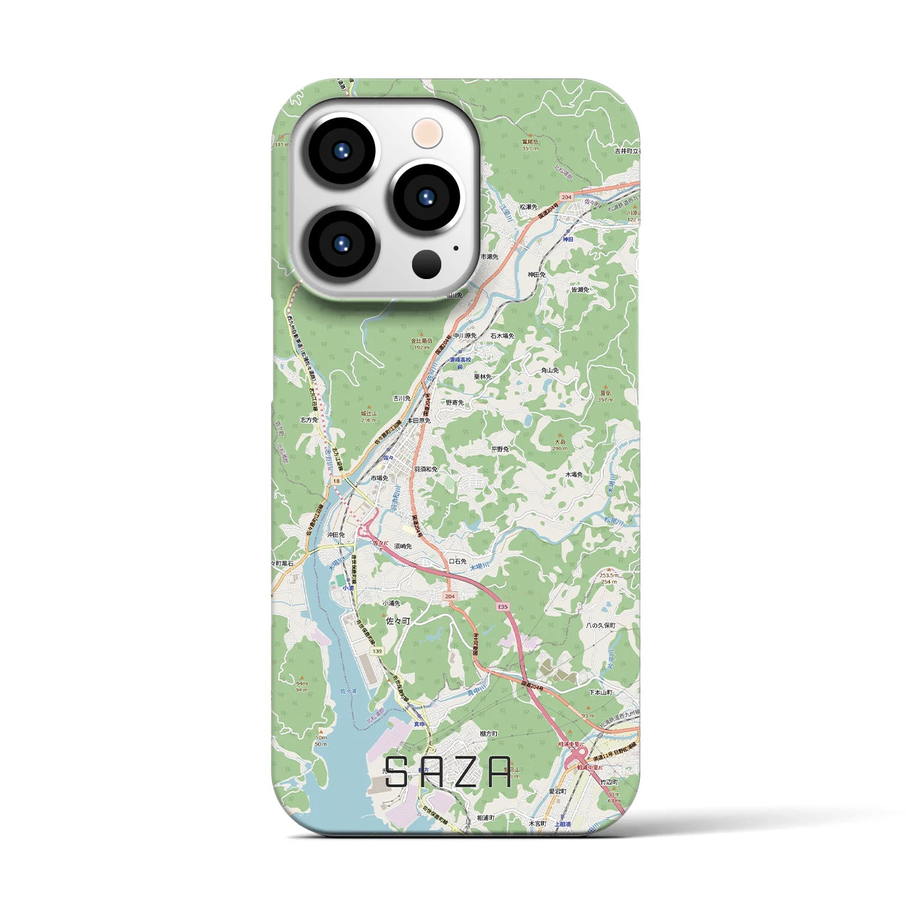 【佐々(長崎県)】地図柄iPhoneケース(バックカバータイプ)