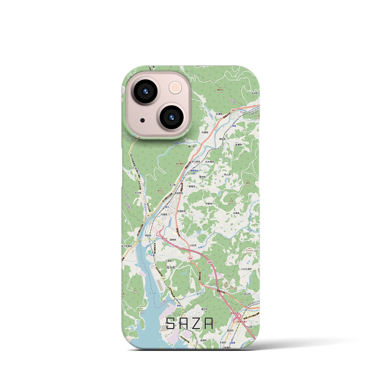 【佐々(長崎県)】地図柄iPhoneケース(バックカバータイプ)