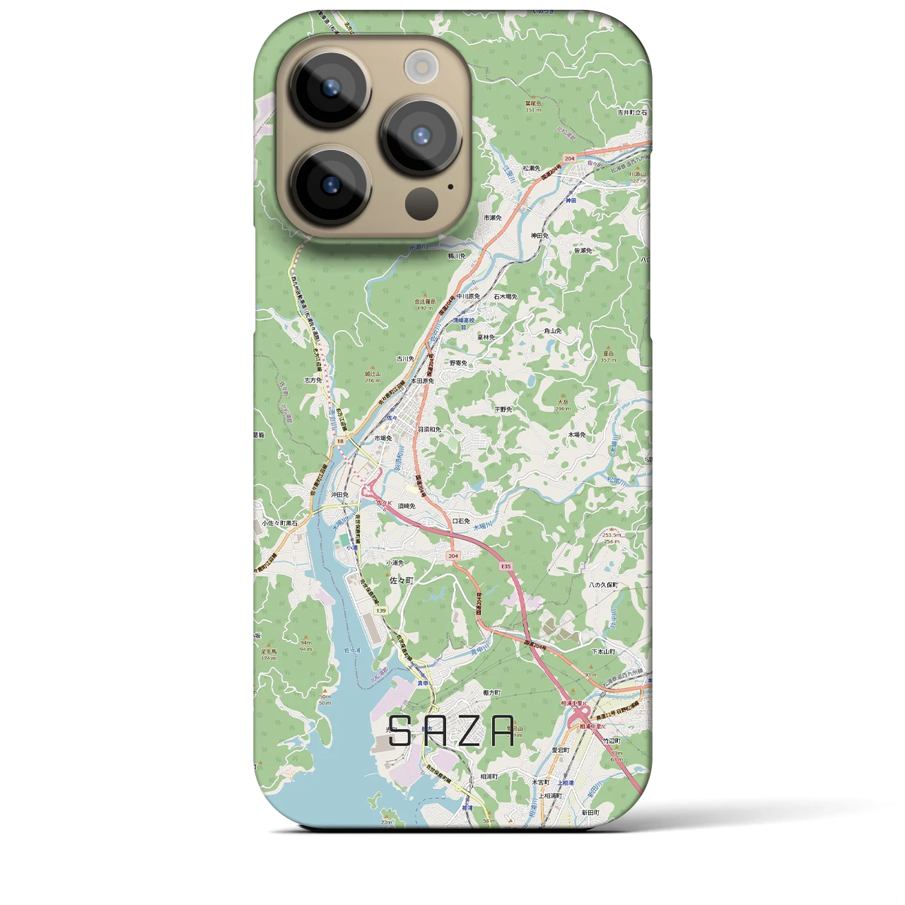 【佐々(長崎県)】地図柄iPhoneケース(バックカバータイプ)