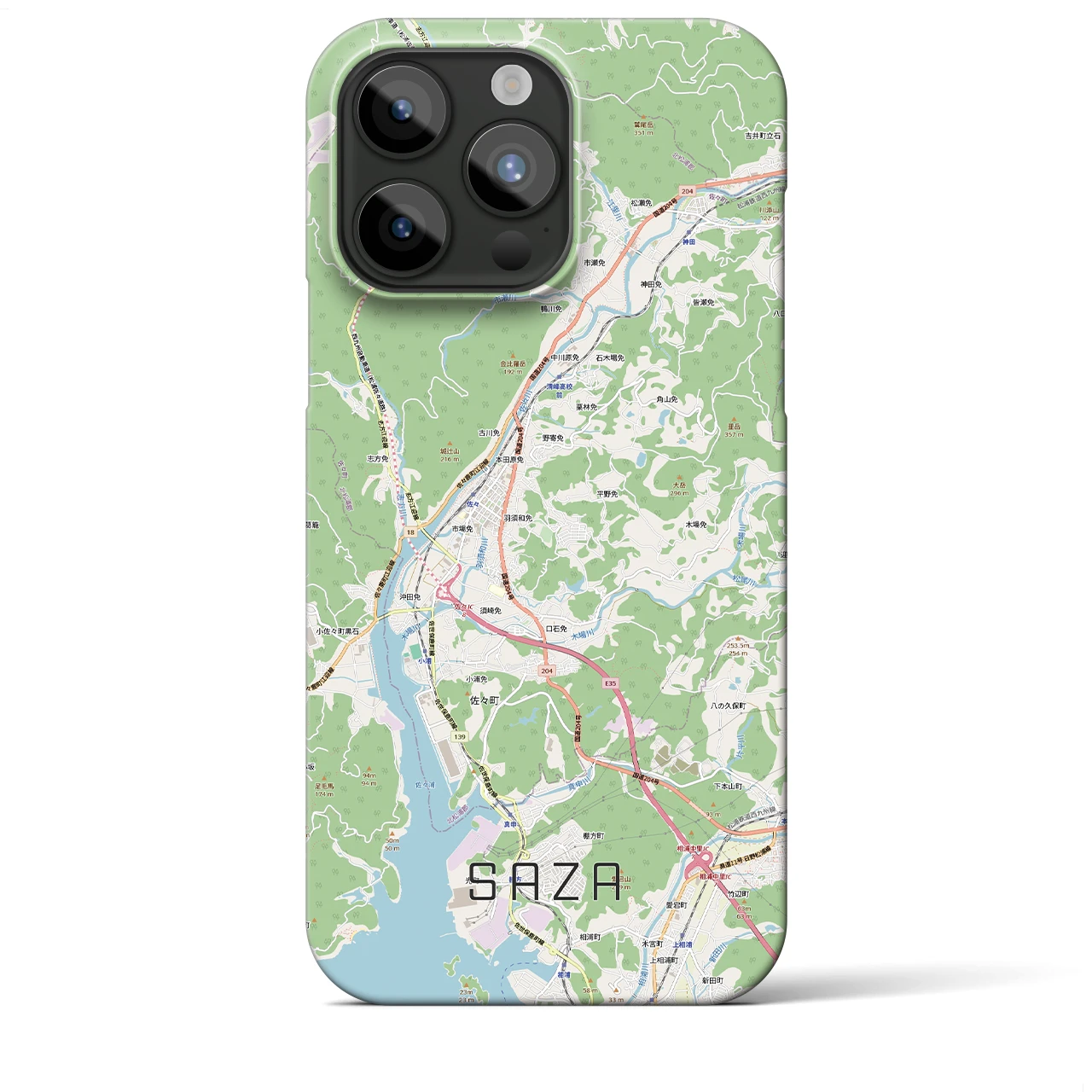 【佐々(長崎県)】地図柄iPhoneケース(バックカバータイプ)
