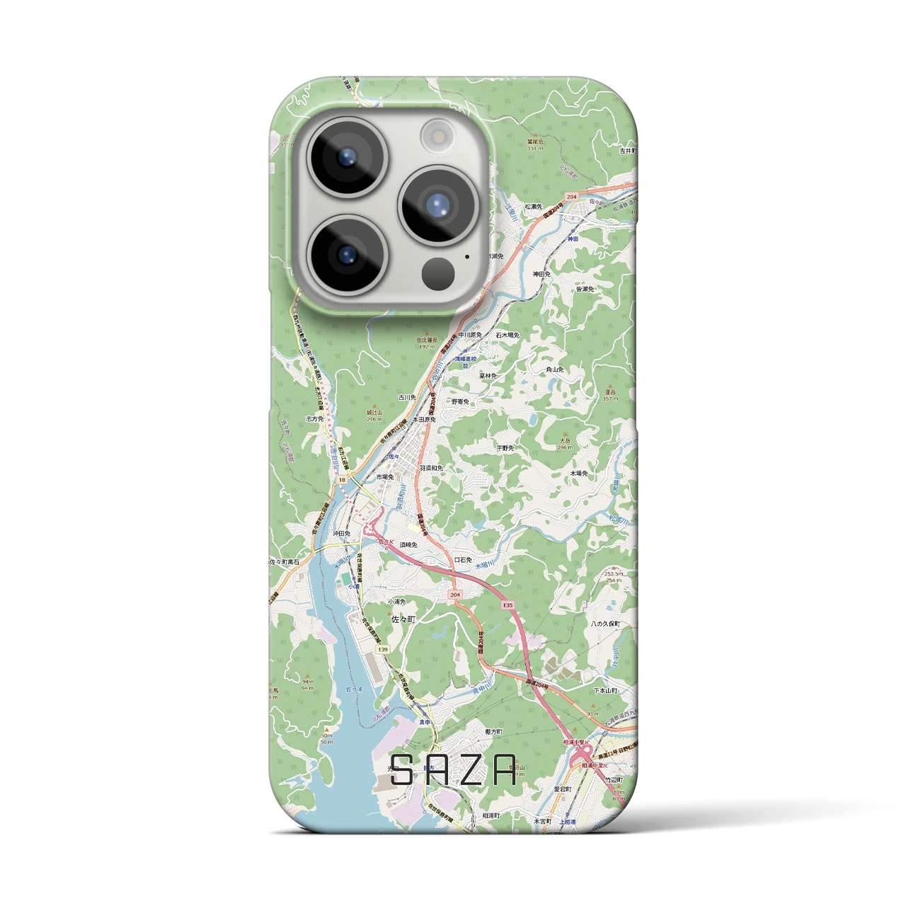 【佐々(長崎県)】地図柄iPhoneケース(バックカバータイプ)