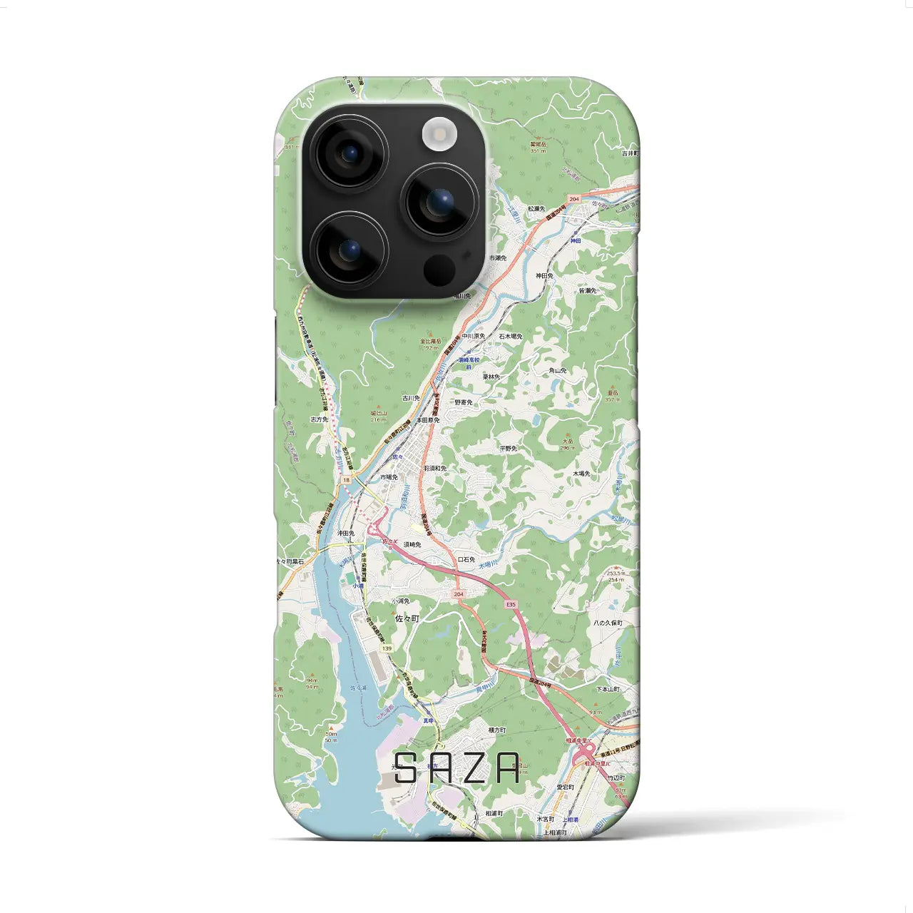 【佐々(長崎県)】地図柄iPhoneケース(バックカバータイプ)