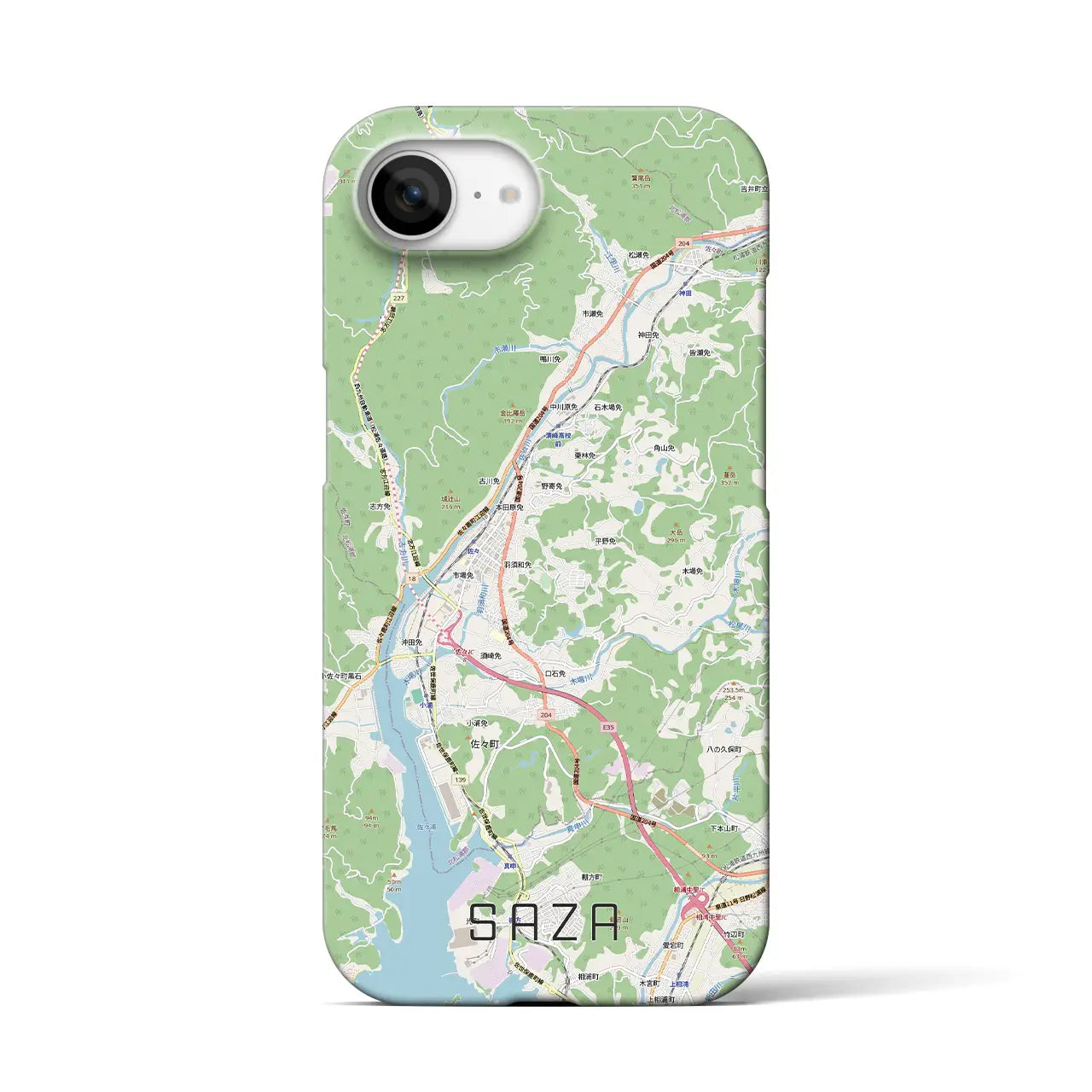 【佐々(長崎県)】地図柄iPhoneケース(バックカバータイプ)