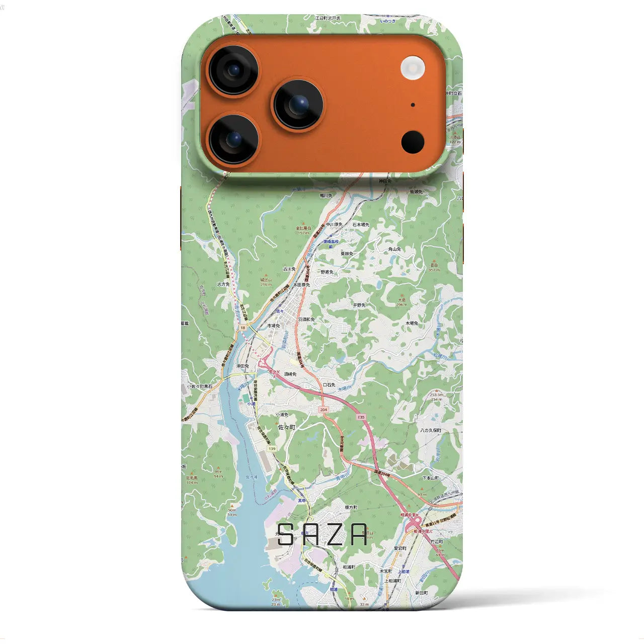 【佐々(長崎県)】地図柄iPhoneケース(バックカバータイプ)ブラック・iPhone 17 Pro Max 用