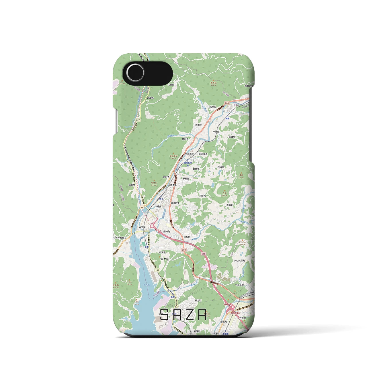 【佐々(長崎県)】地図柄iPhoneケース(バックカバータイプ)