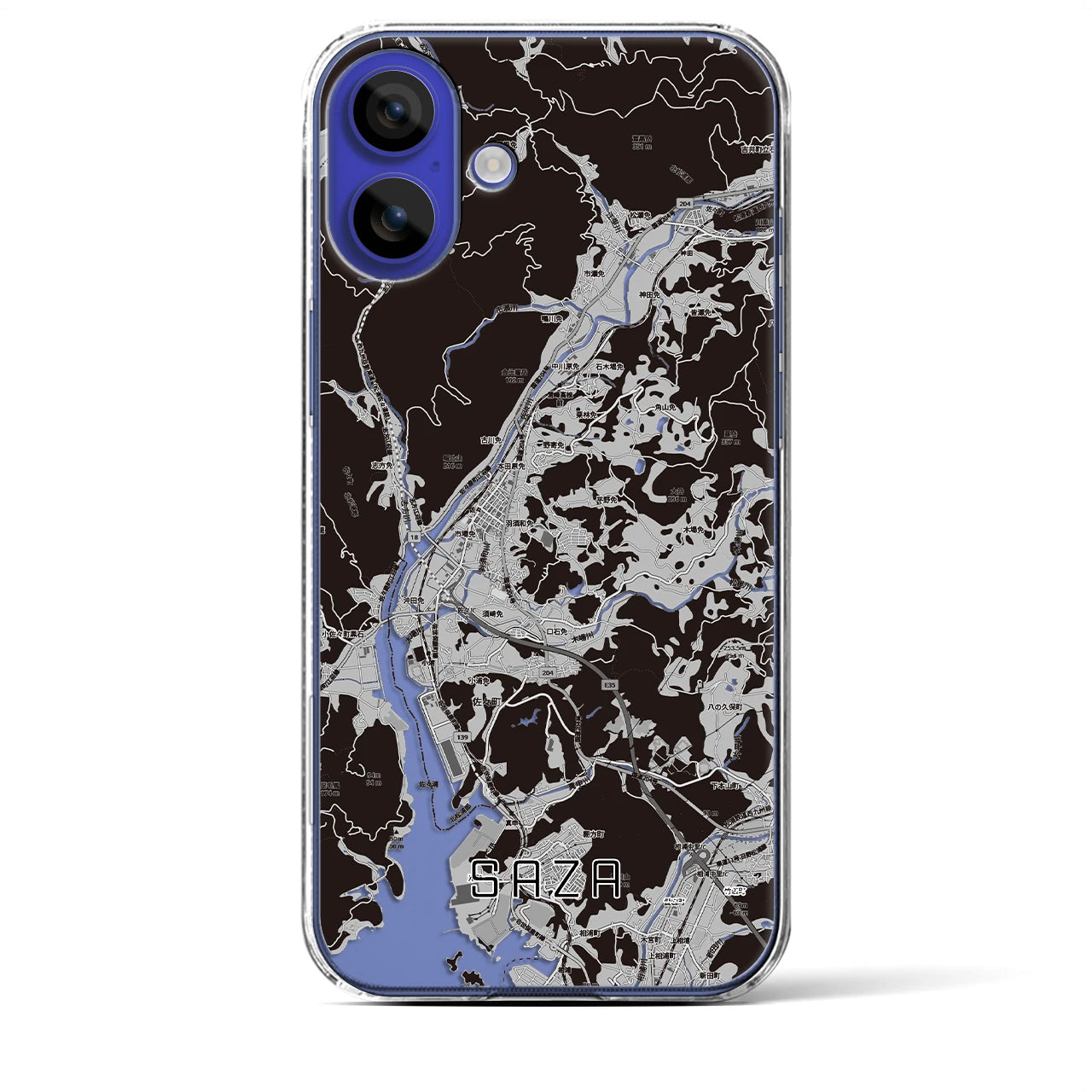 【佐々(長崎県)】地図柄iPhoneケース(クリアタイプ)モノトーン・iPhone 16 Pro Max 用
