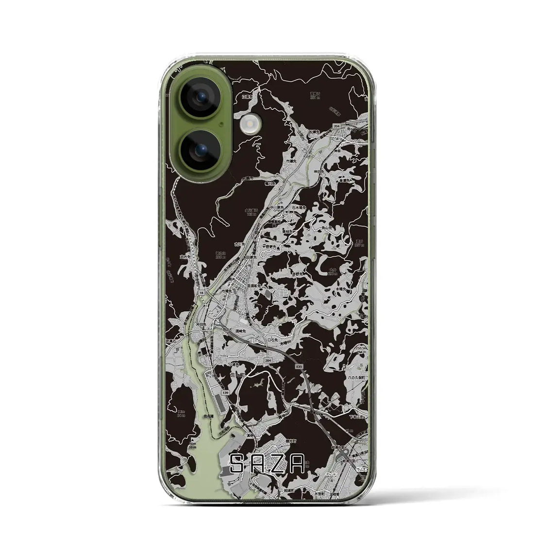 【佐々(長崎県)】地図柄iPhoneケース(クリアタイプ)モノトーン・iPhone 17 Pro Max 用