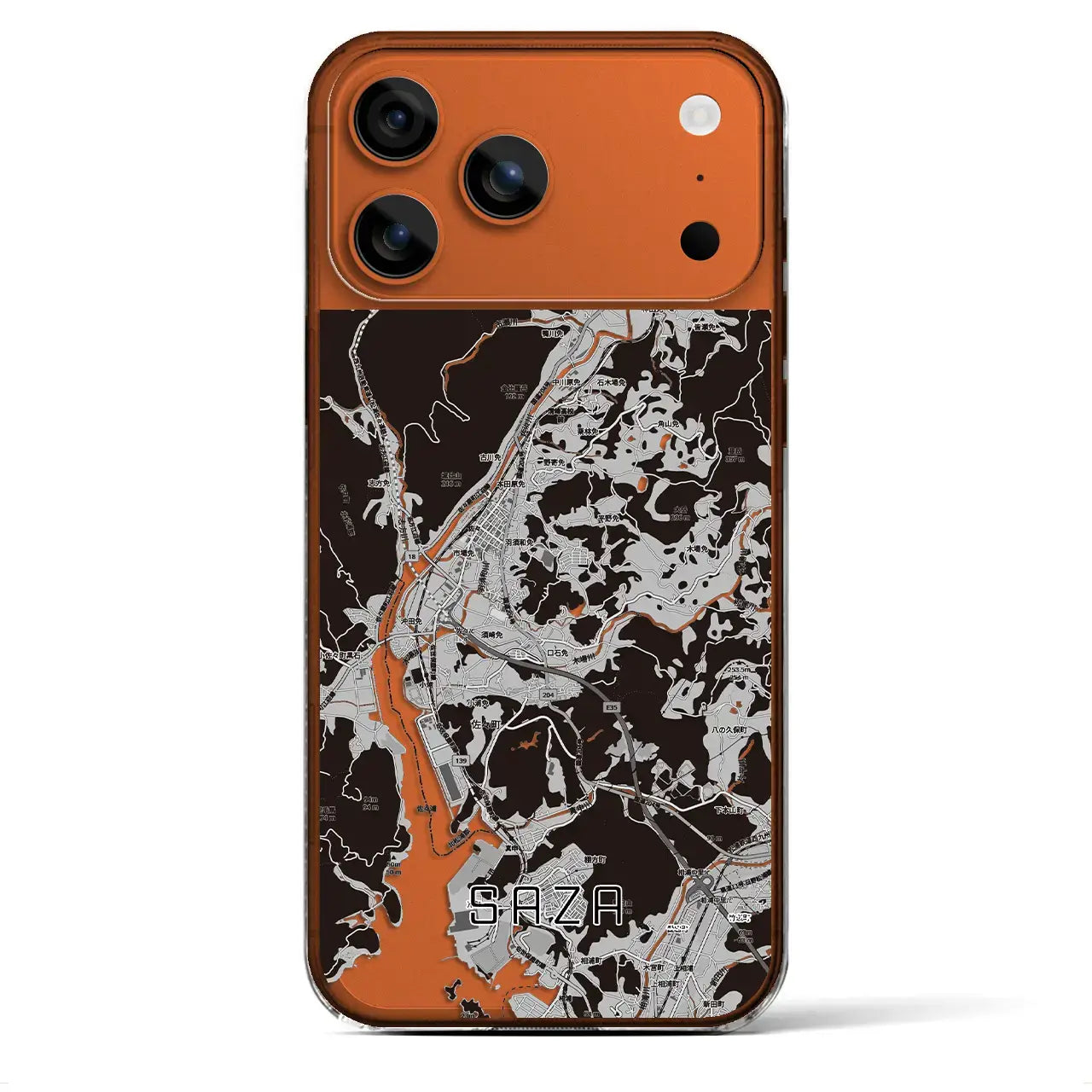 【佐々(長崎県)】地図柄iPhoneケース(クリアタイプ)モノトーン・iPhone 17 Pro Max 用