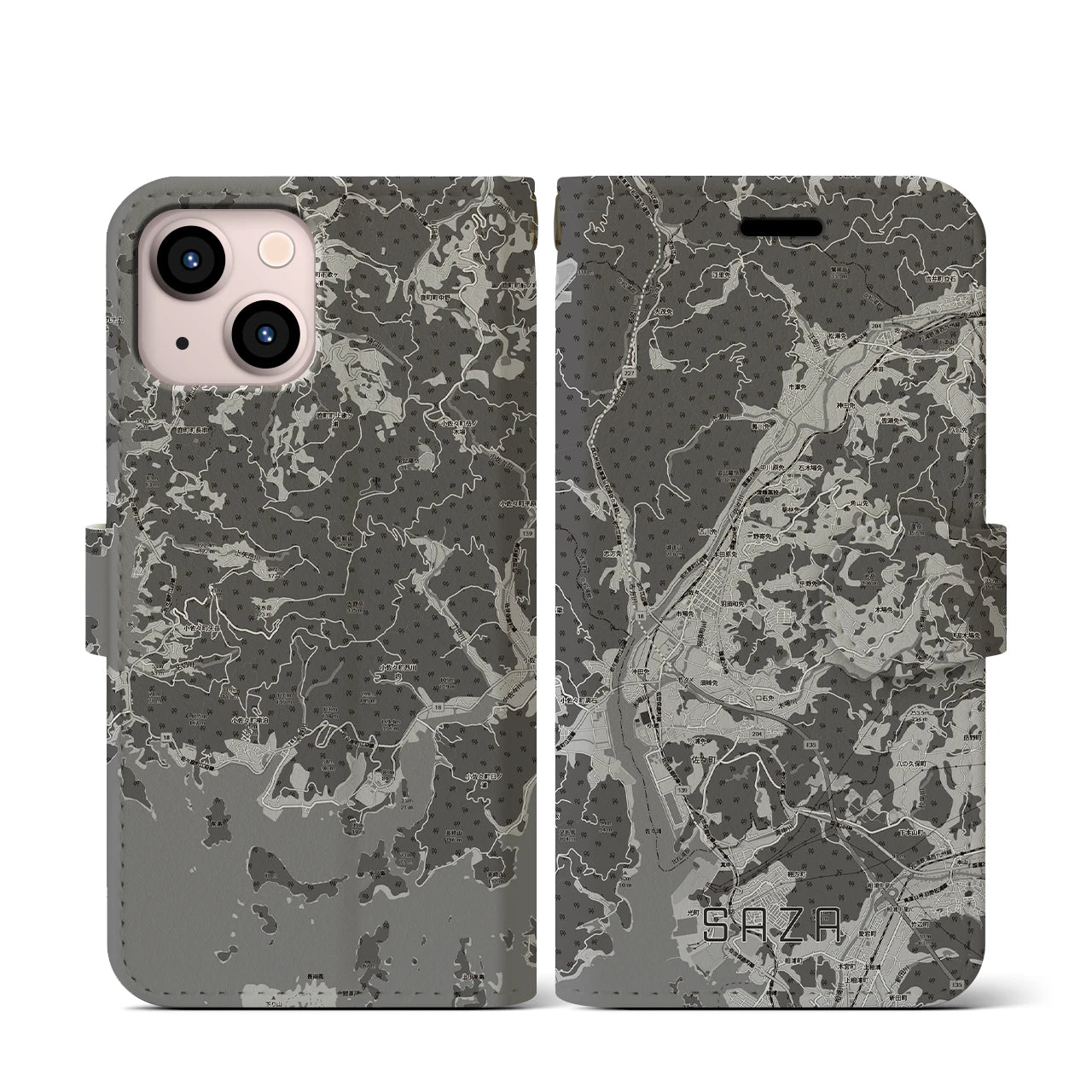 【佐々(長崎県)】地図柄iPhoneケース(手帳タイプ)