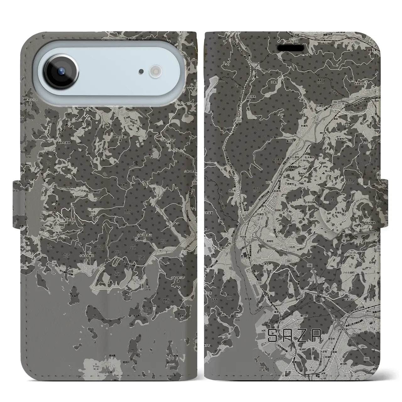 【佐々(長崎県)】地図柄iPhoneケース(手帳タイプ)