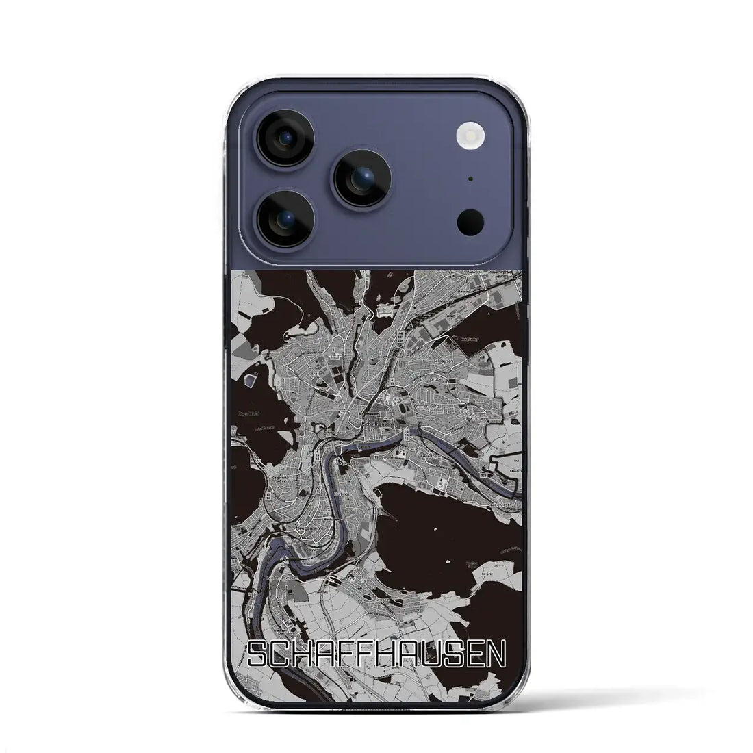 【シャフハウゼン(スイス)】地図柄iPhoneケース(クリアタイプ)モノトーン・iPhone 17 Pro Max 用