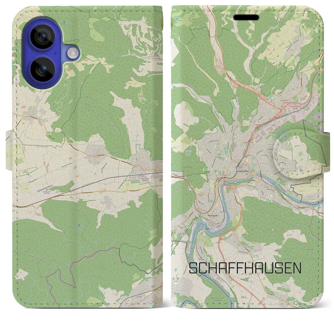 【シャフハウゼン(スイス)】地図柄iPhoneケース(手帳タイプ)ナチュラル・iPhone 16 Pro Max 用