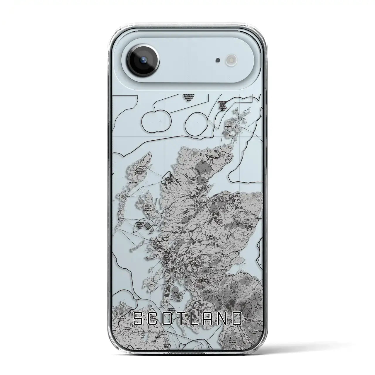 【スコットランド(イギリス)】地図柄iPhoneケース(クリアタイプ)モノトーン・iPhone 17 Pro Max 用