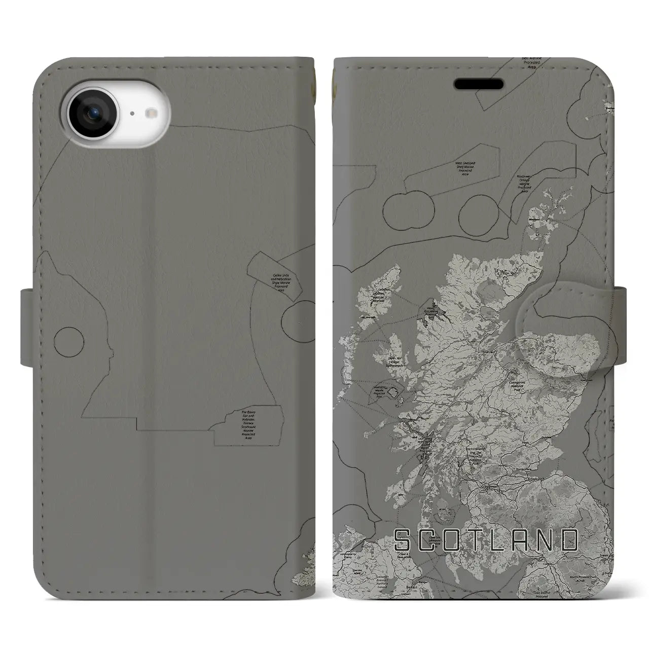 【スコットランド(イギリス)】地図柄iPhoneケース(手帳タイプ)