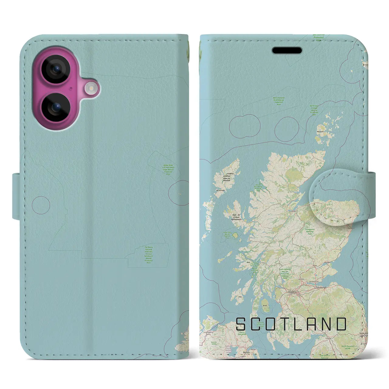 【スコットランド(イギリス)】地図柄iPhoneケース(手帳タイプ)ナチュラル・iPhone 16 Pro 用
