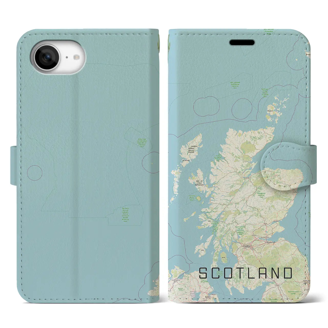 【スコットランド(イギリス)】地図柄iPhoneケース(手帳タイプ)
