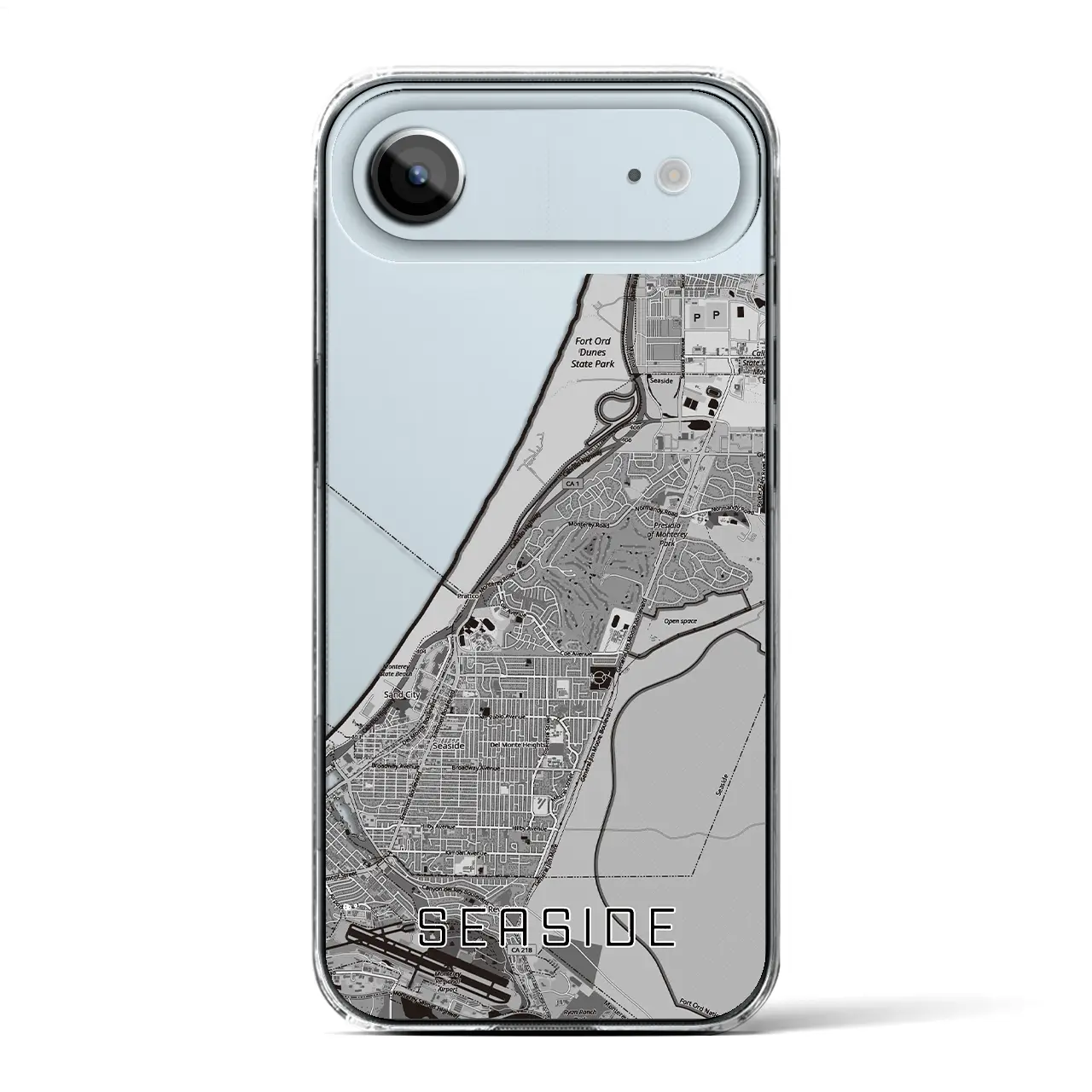 【シーサイド(アメリカ)】地図柄iPhoneケース(クリアタイプ)モノトーン・iPhone 17 Pro Max 用