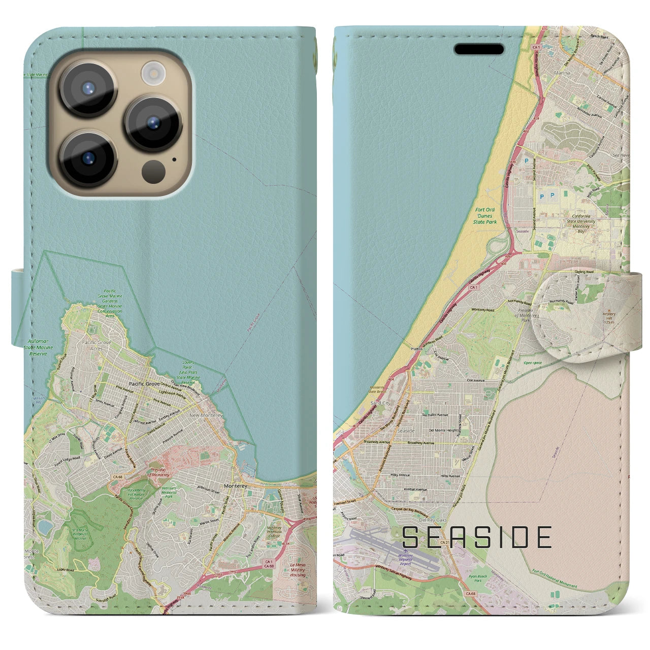 【シーサイド(アメリカ)】地図柄iPhoneケース(手帳タイプ)