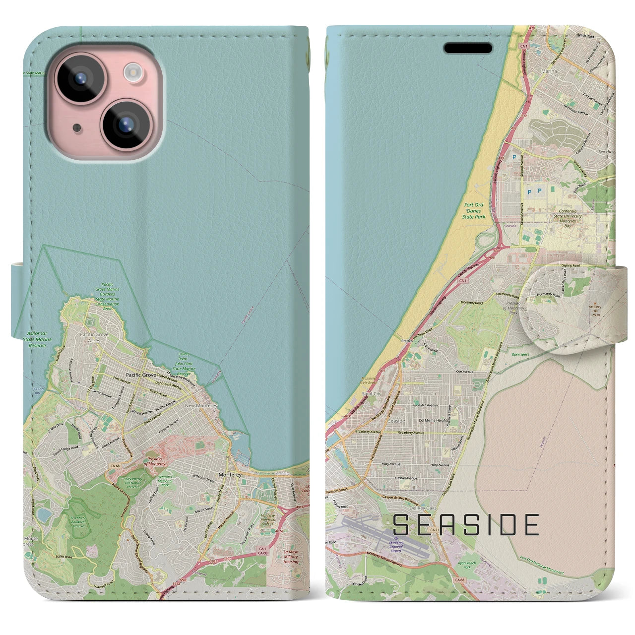 【シーサイド(アメリカ)】地図柄iPhoneケース(手帳タイプ)