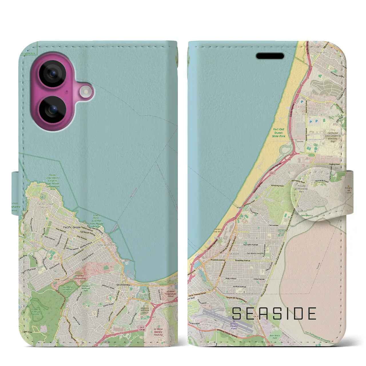 【シーサイド(アメリカ)】地図柄iPhoneケース(手帳タイプ)