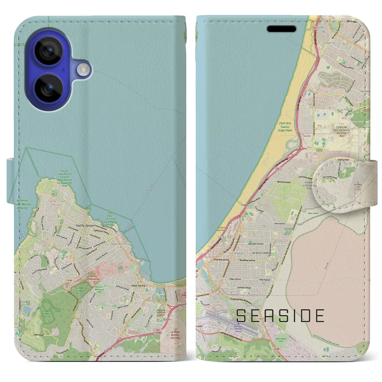 【シーサイド(アメリカ)】地図柄iPhoneケース(手帳タイプ)