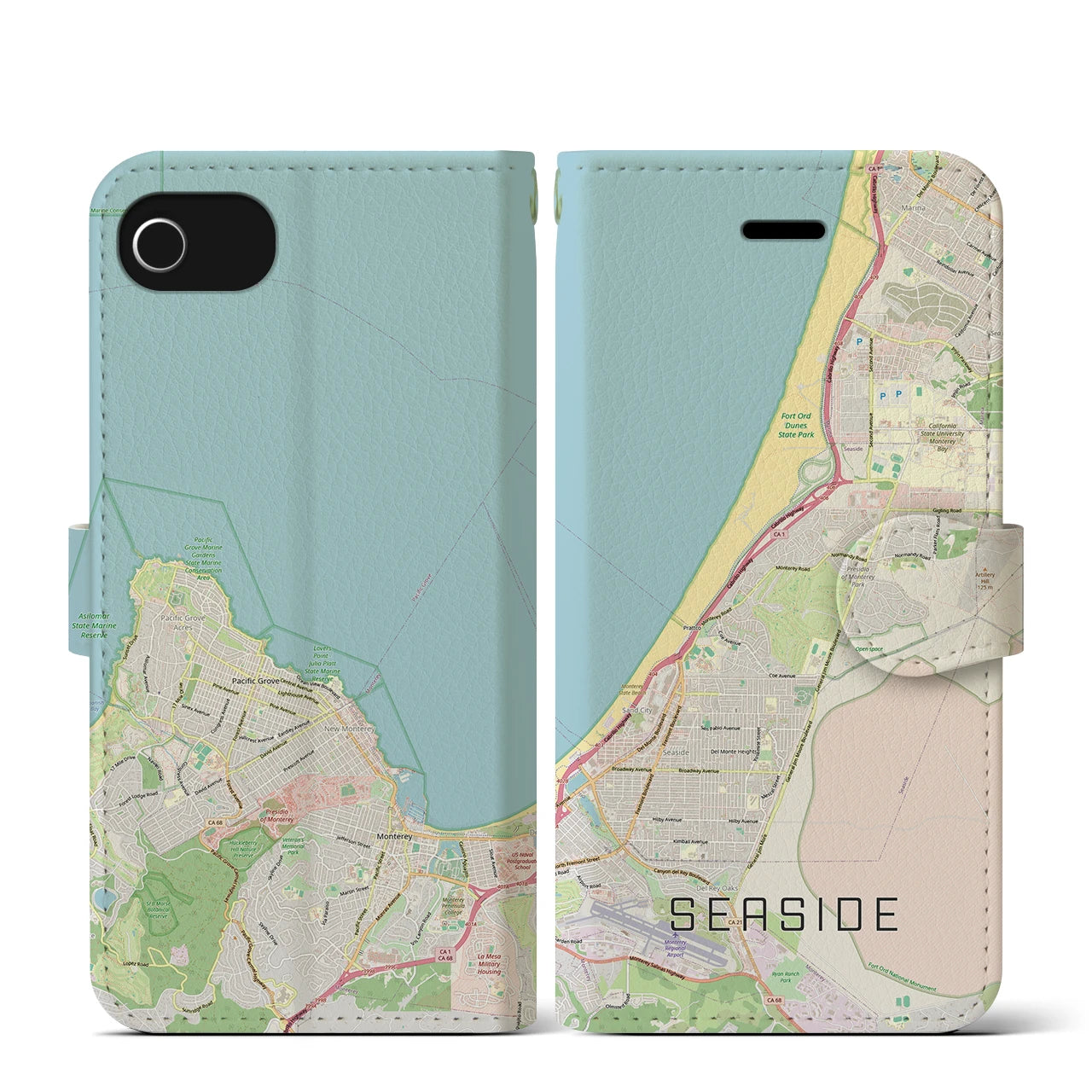 【シーサイド(アメリカ)】地図柄iPhoneケース(手帳タイプ)