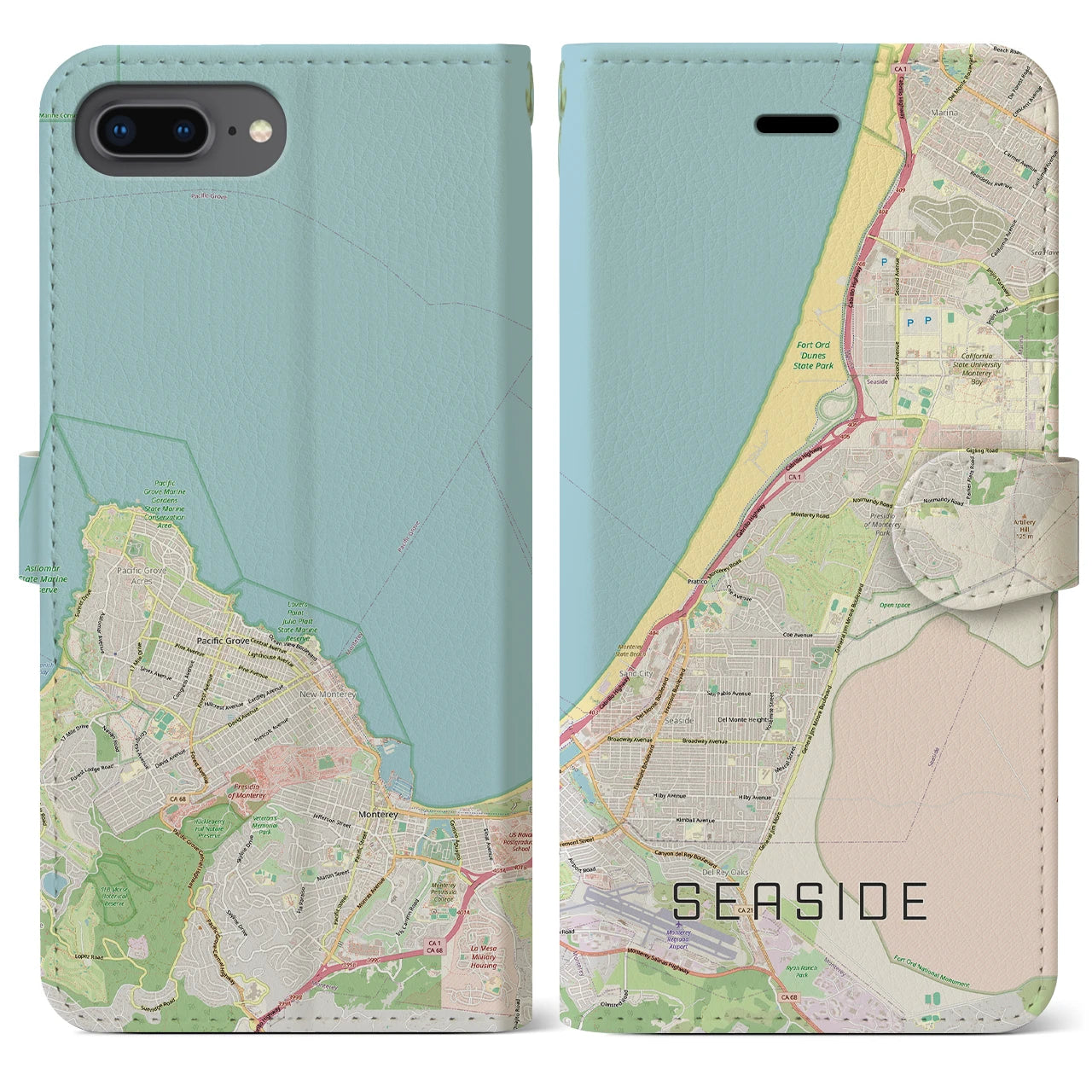 【シーサイド(アメリカ)】地図柄iPhoneケース(手帳タイプ)