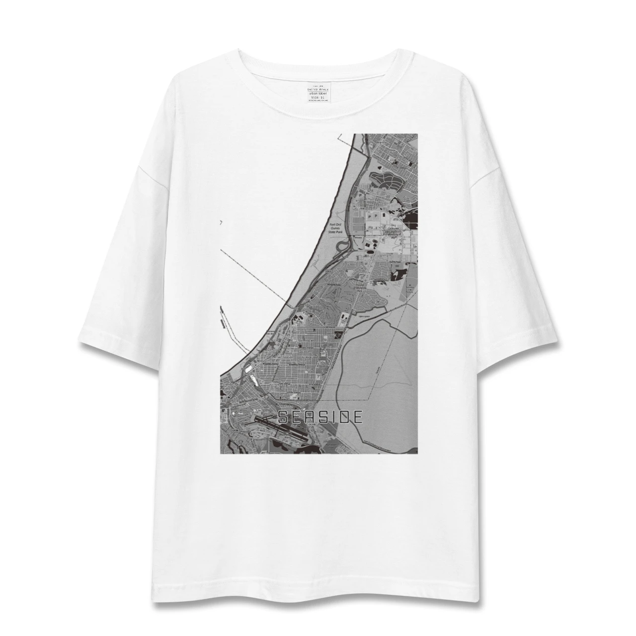 【シーサイド(アメリカ)】地図柄ビッグシルエットTシャツ