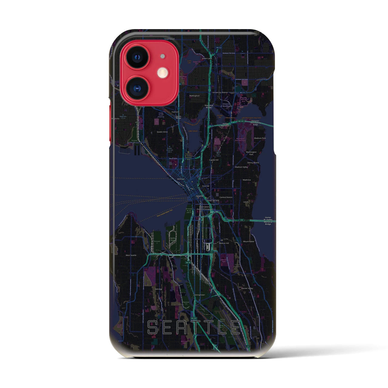 【シアトル(アメリカ)】地図柄iPhoneケース(バックカバータイプ)
