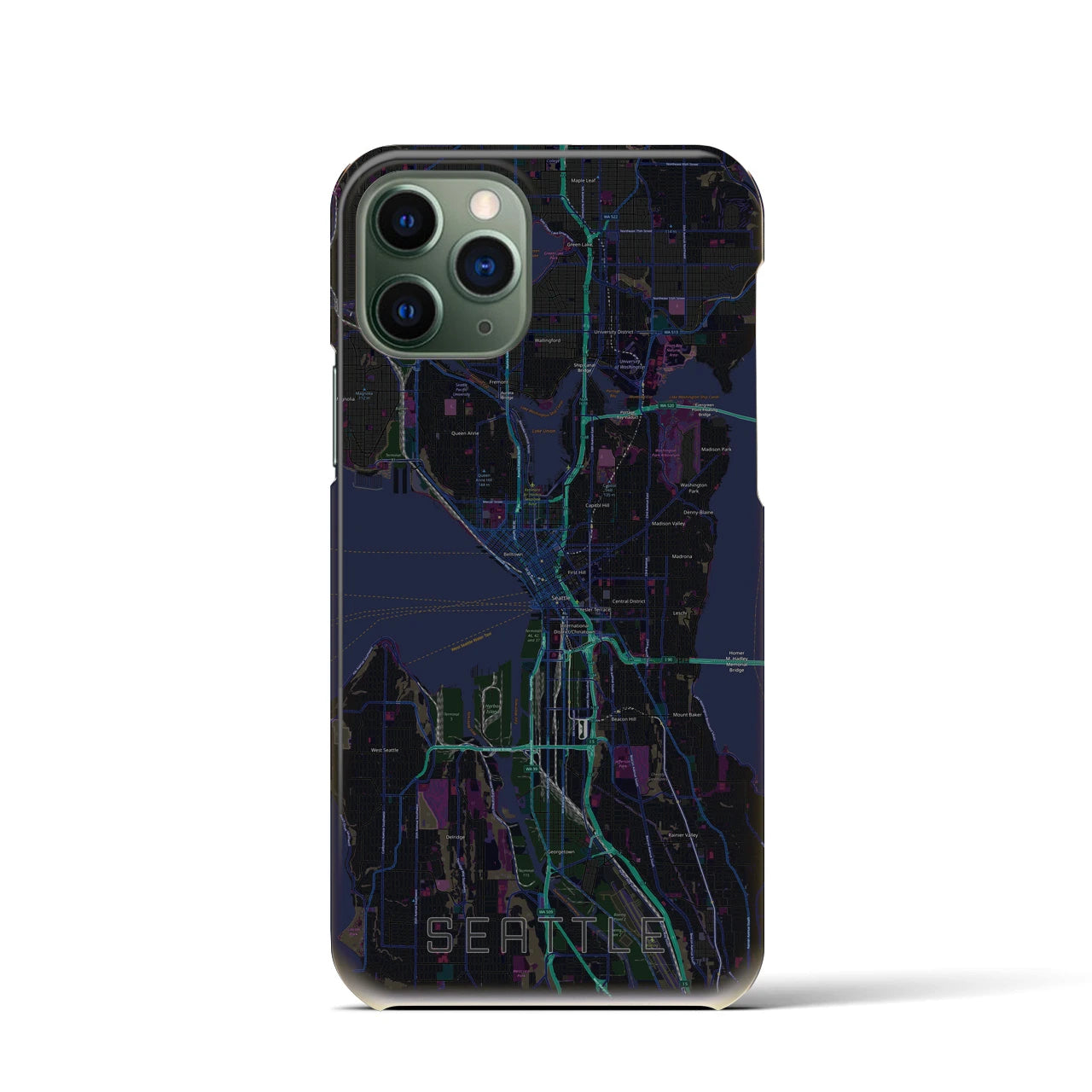 【シアトル(アメリカ)】地図柄iPhoneケース(バックカバータイプ)