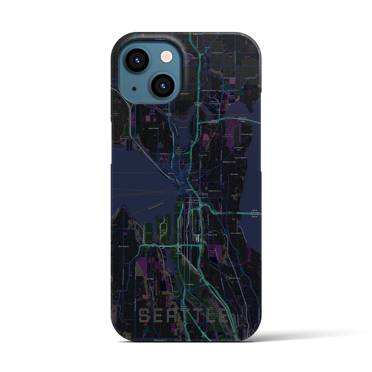 【シアトル(アメリカ)】地図柄iPhoneケース(バックカバータイプ)