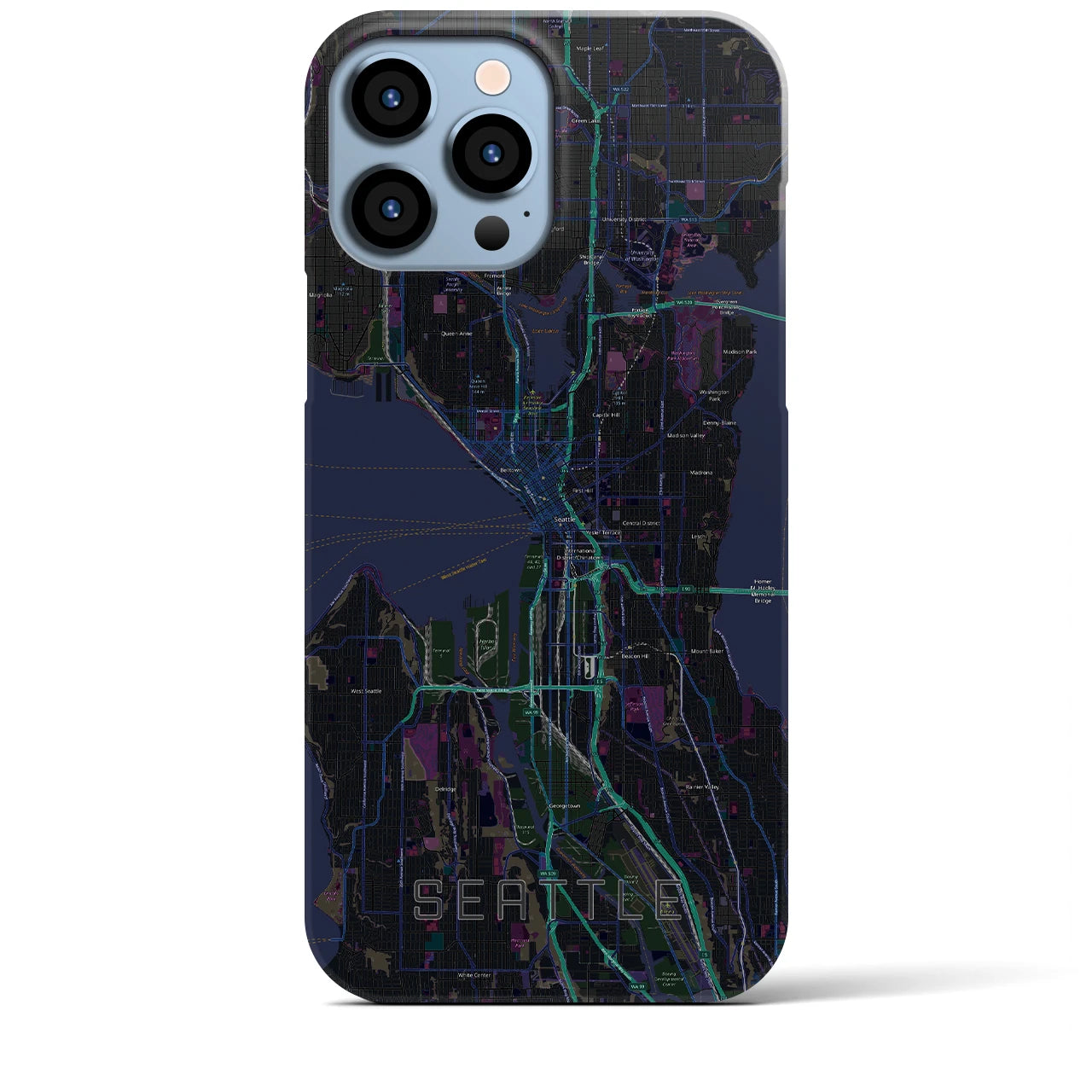 【シアトル(アメリカ)】地図柄iPhoneケース(バックカバータイプ)