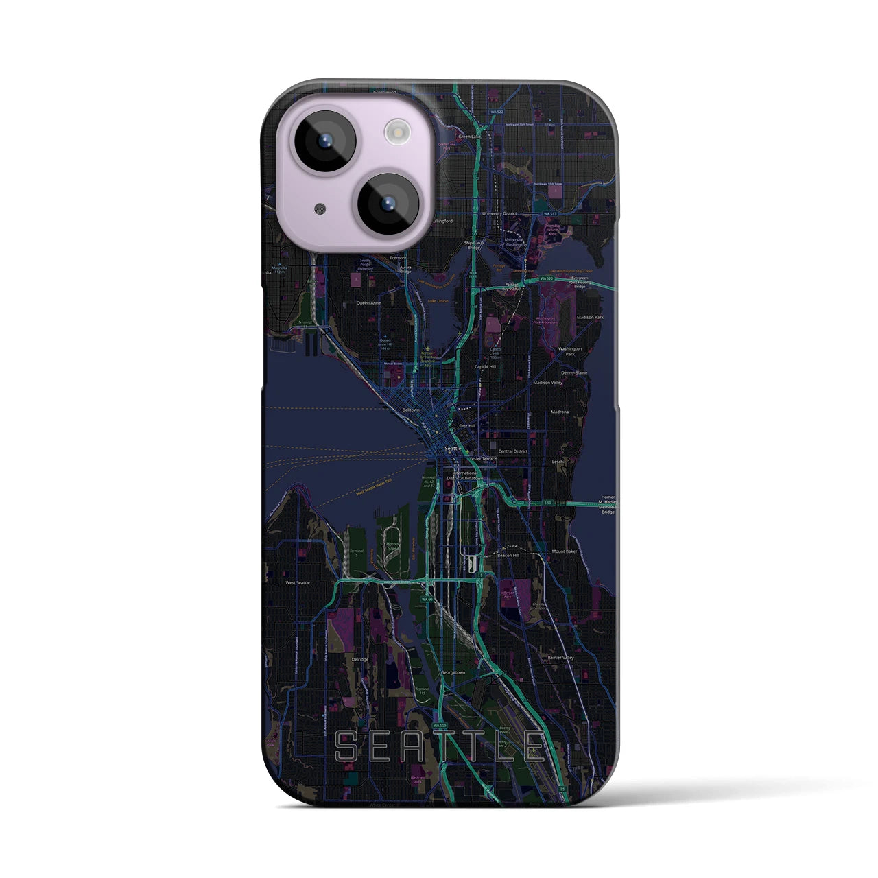 【シアトル(アメリカ)】地図柄iPhoneケース(バックカバータイプ)