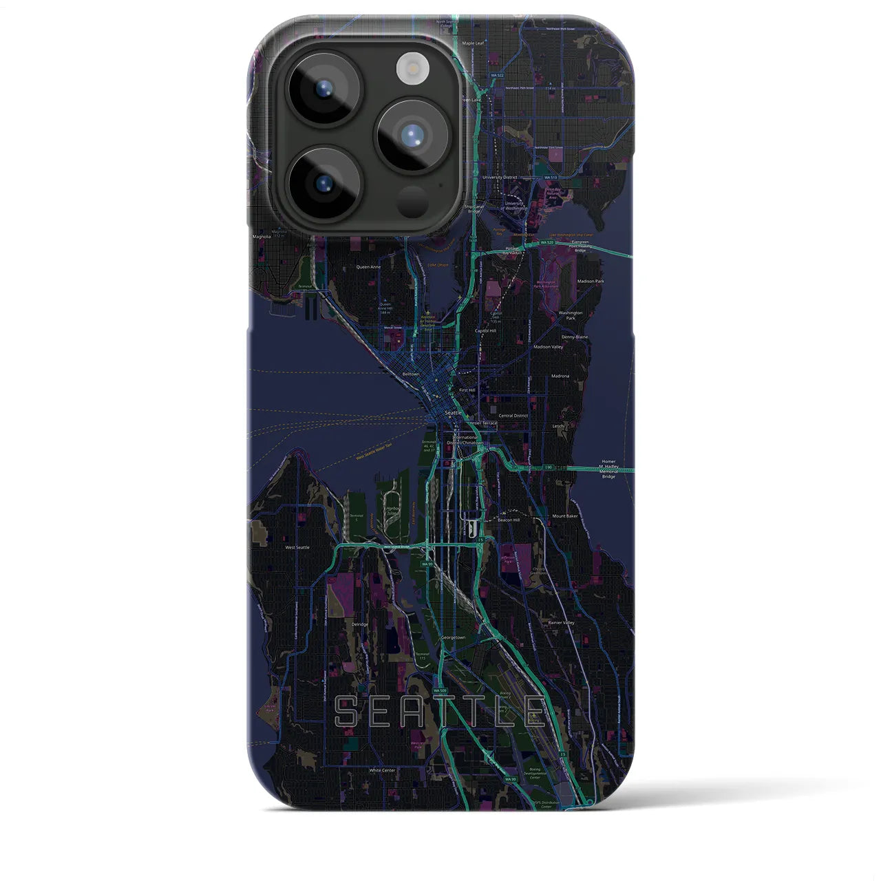 【シアトル(アメリカ)】地図柄iPhoneケース(バックカバータイプ)