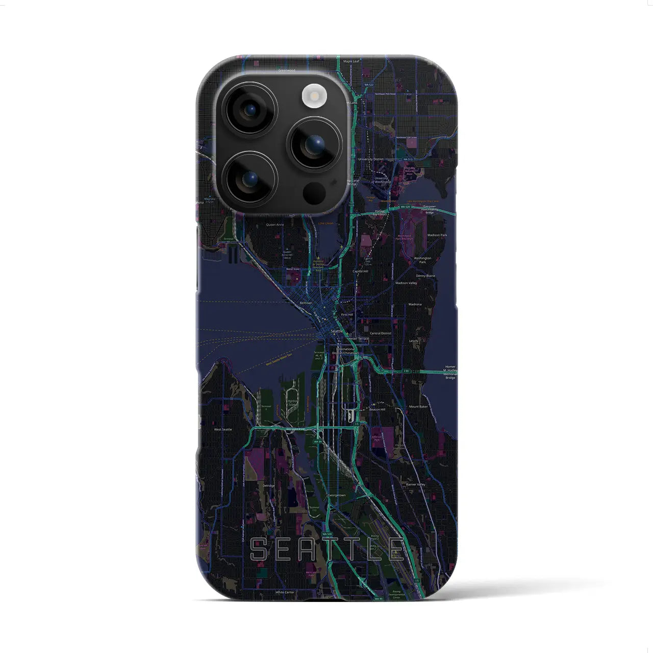 【シアトル(アメリカ)】地図柄iPhoneケース(バックカバータイプ)