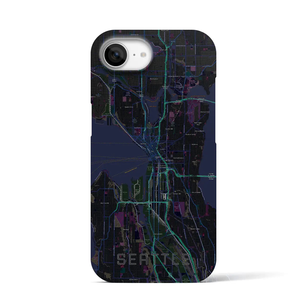 【シアトル(アメリカ)】地図柄iPhoneケース(バックカバータイプ)
