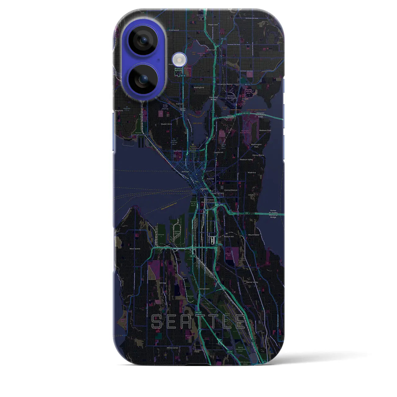 【シアトル(アメリカ)】地図柄iPhoneケース(バックカバータイプ)
