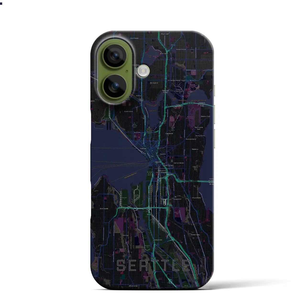 【シアトル(アメリカ)】地図柄iPhoneケース(バックカバータイプ)