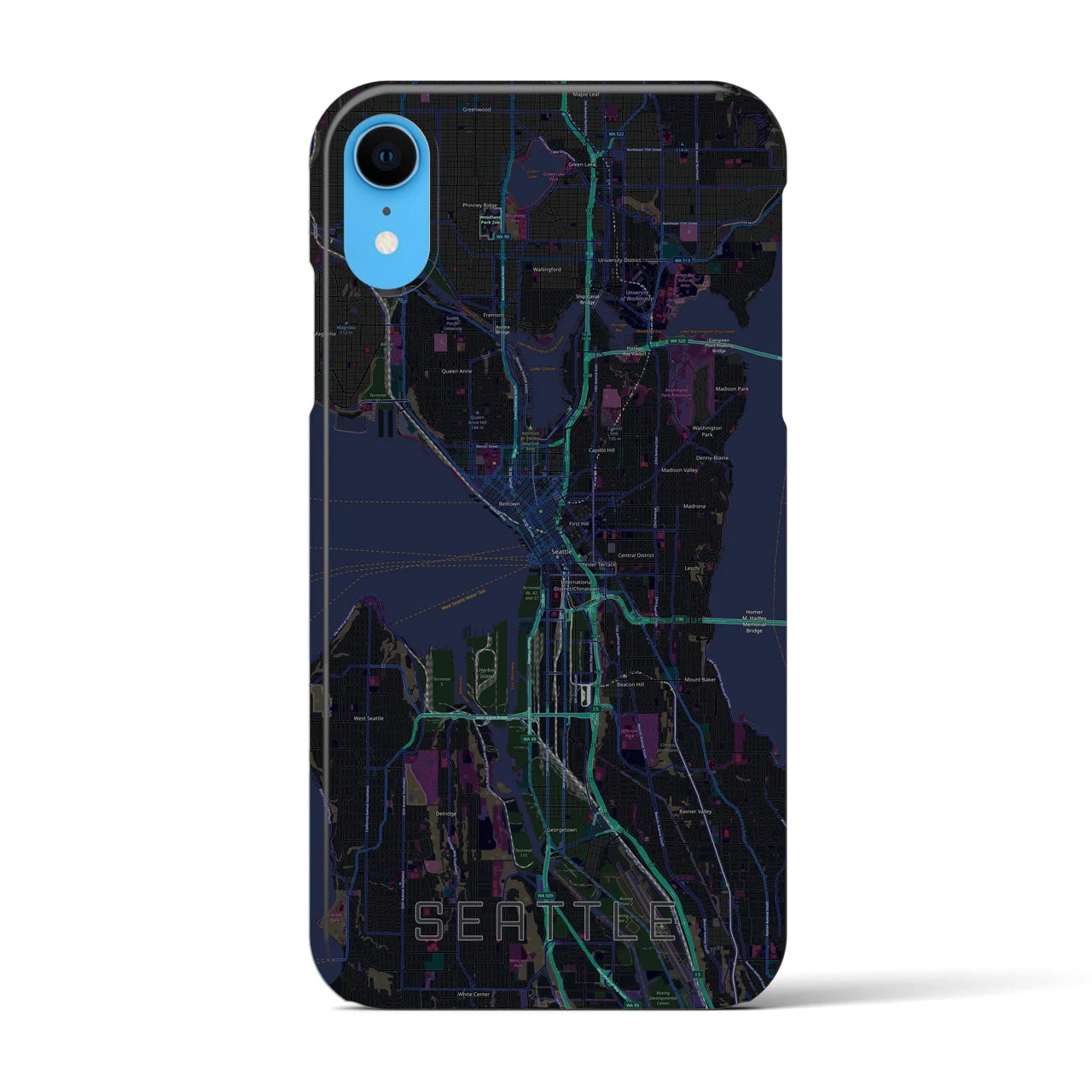 【シアトル(アメリカ)】地図柄iPhoneケース(バックカバータイプ)