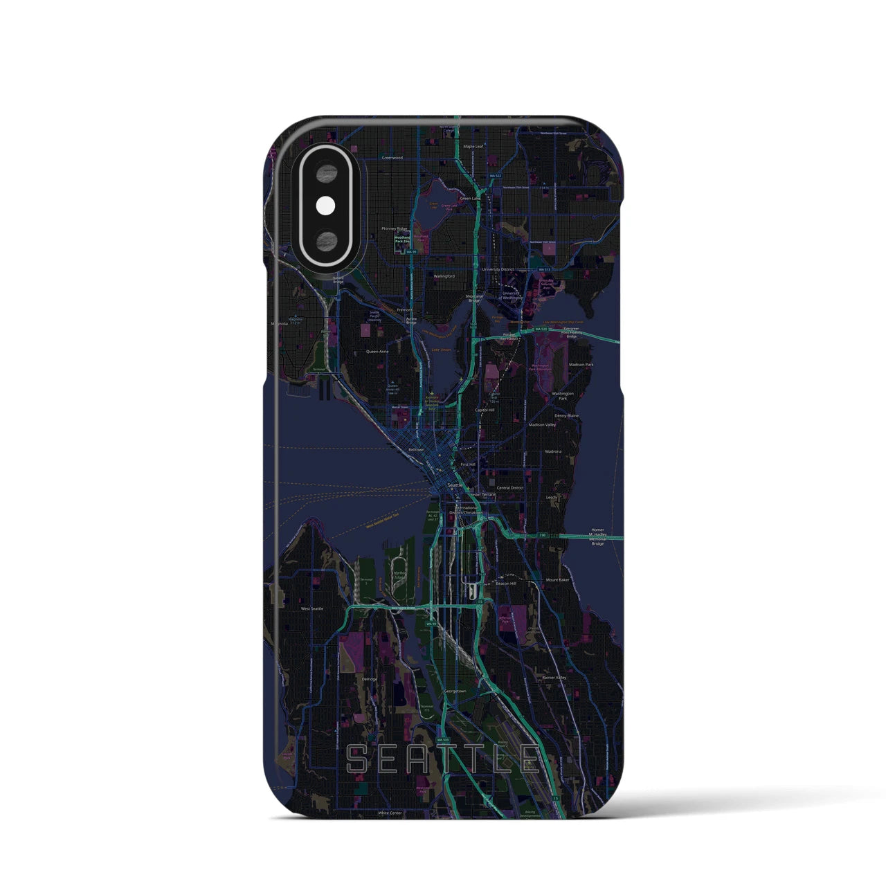 【シアトル(アメリカ)】地図柄iPhoneケース(バックカバータイプ)