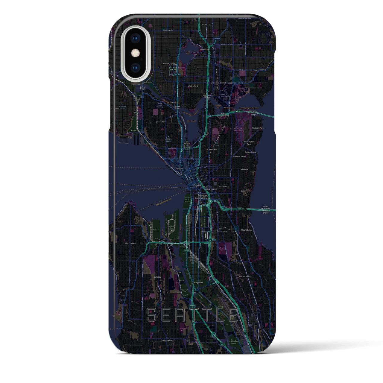 【シアトル(アメリカ)】地図柄iPhoneケース(バックカバータイプ)