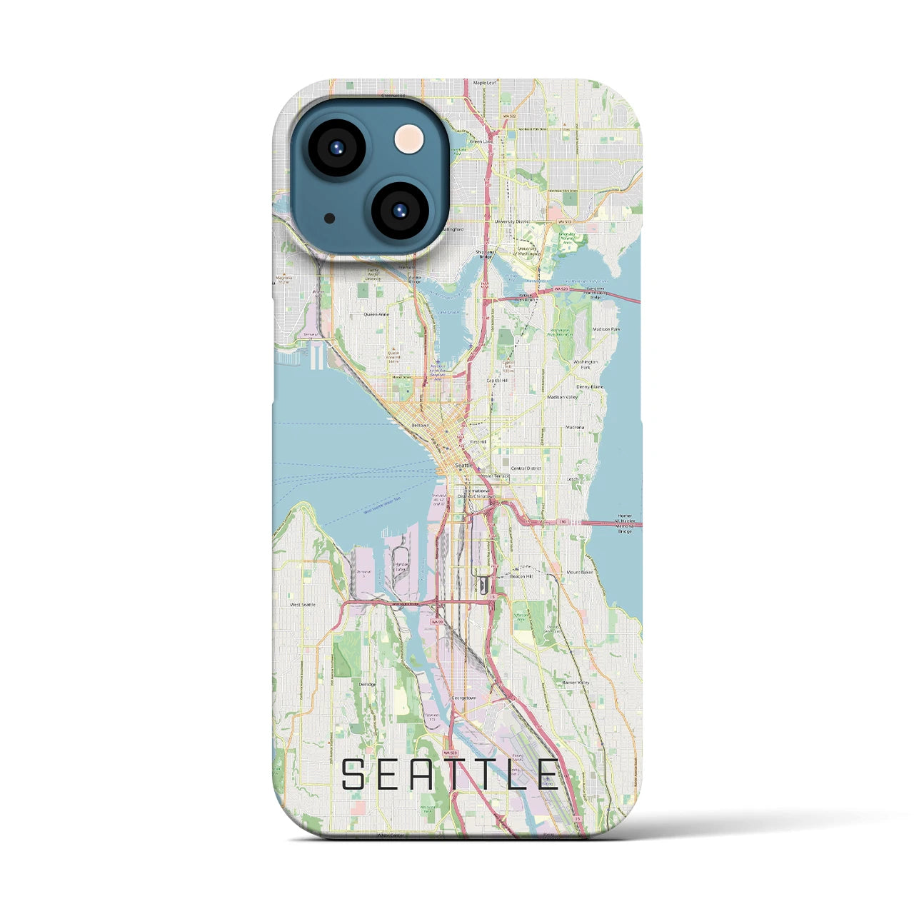 【シアトル(アメリカ)】地図柄iPhoneケース(バックカバータイプ)