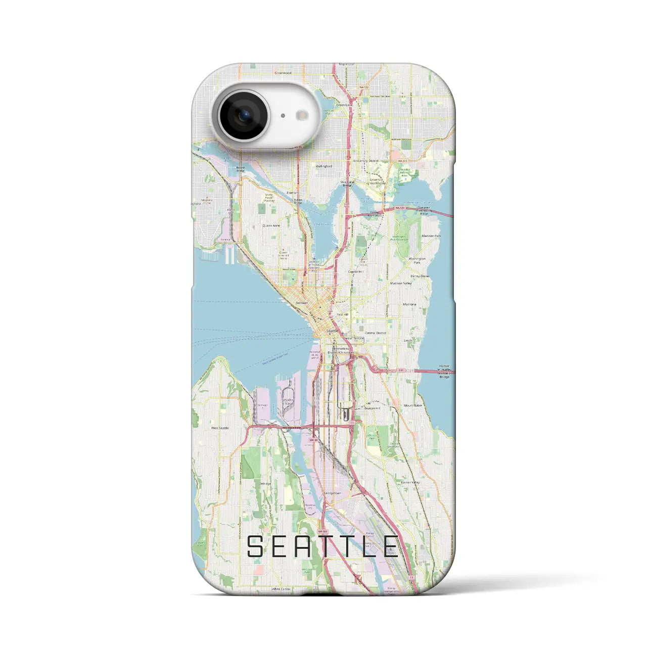 【シアトル(アメリカ)】地図柄iPhoneケース(バックカバータイプ)
