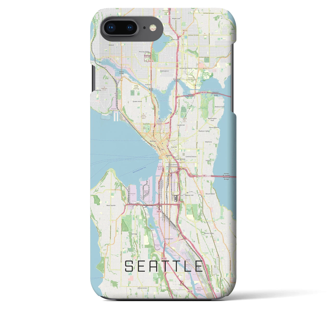 【シアトル(アメリカ)】地図柄iPhoneケース(バックカバータイプ)
