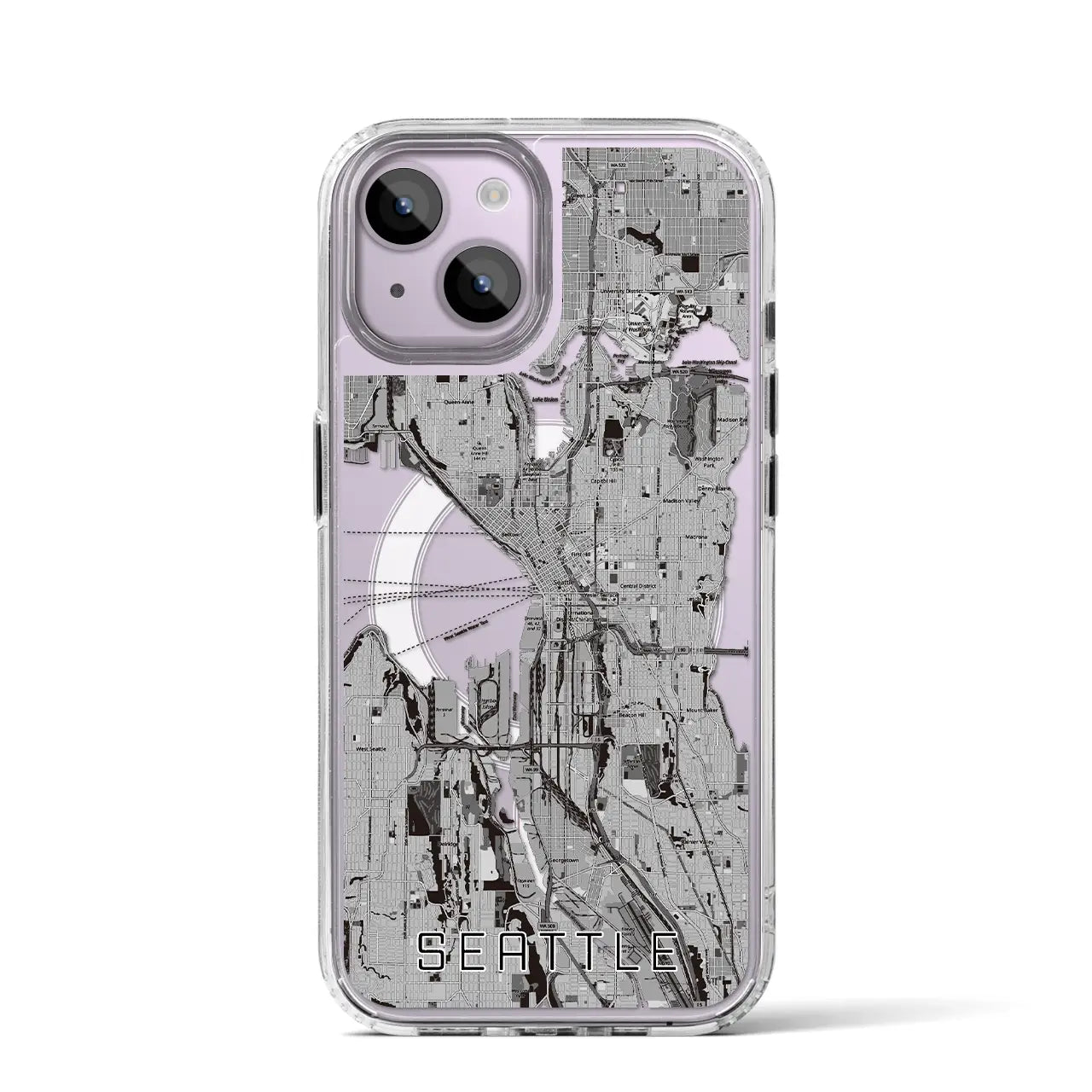 【シアトル(アメリカ)】地図柄iPhoneケース(MagSafeタイプ)